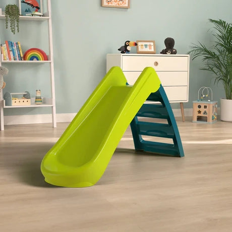 Green and blue folding slide opened in a room