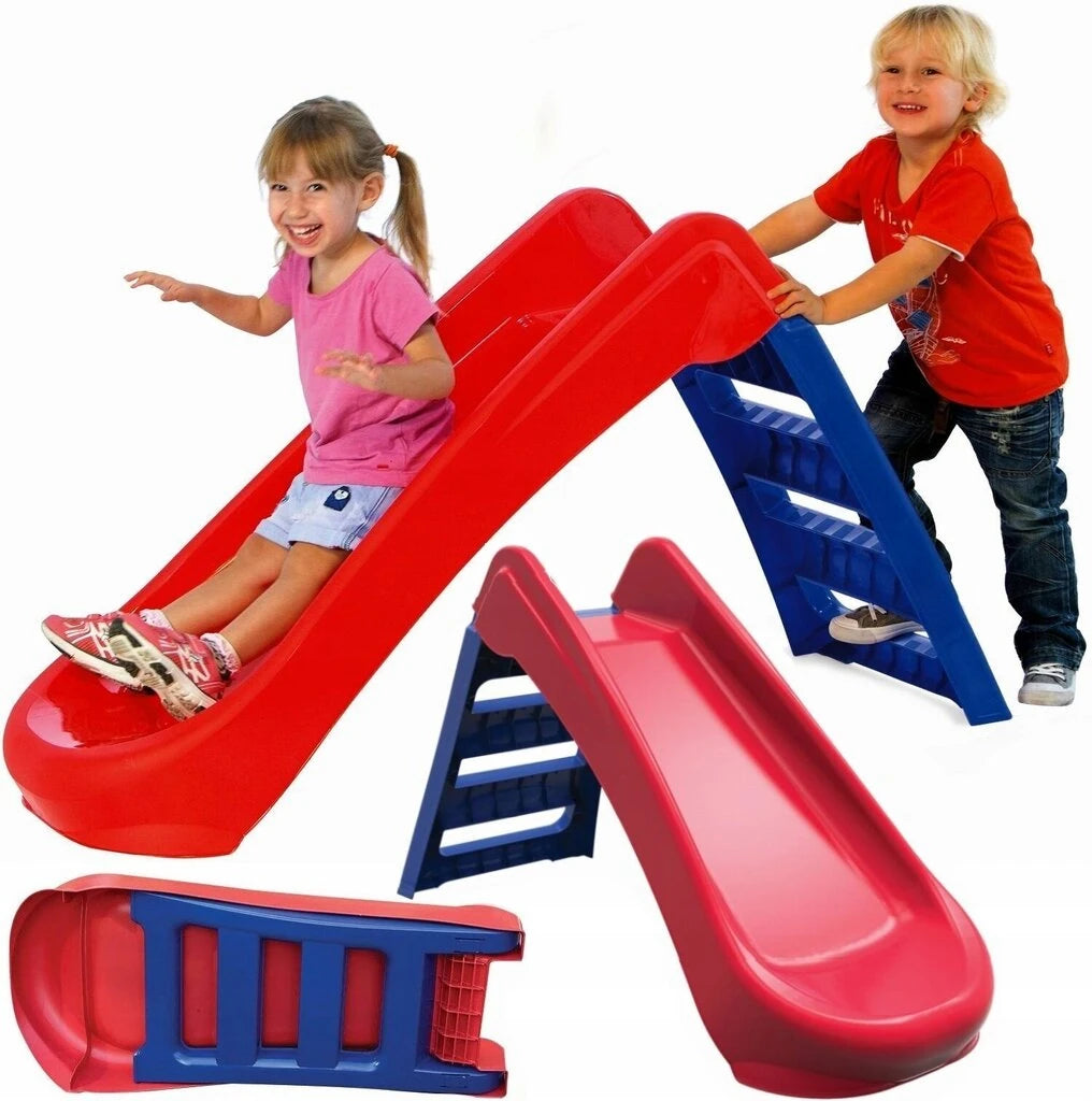 Children using Palplay Junior Folding Slide red and blue