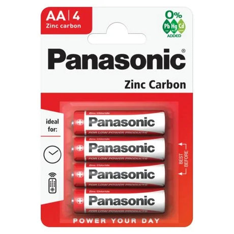 Panasonic AA Zinc Carbon 4 Pack batteries for toys and gadgets Ireland