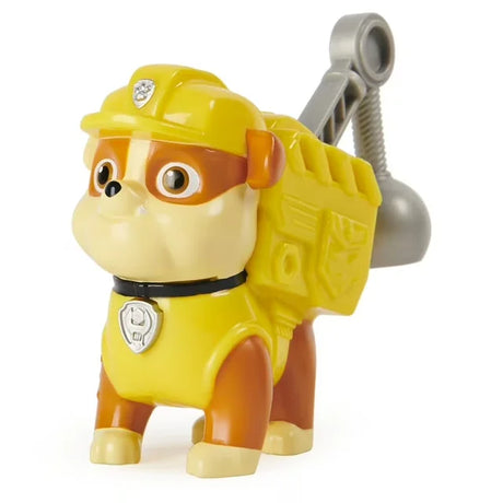 Paw Patrol Action Pack Rubble Figure Toy with yellow uniform and wrecking ball backpack Ireland