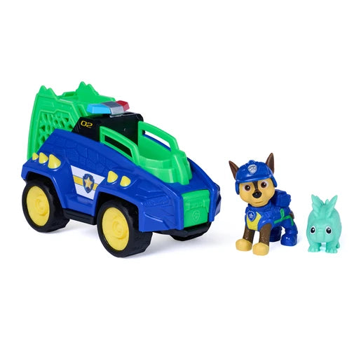 PAW Patrol Chase Dino Rescue Cruiser with Chase and green dinosaur figures