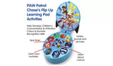 Paw Patrol Chase's Flip Up Learning Pad Toy showing labelled learning activities and features – Ireland