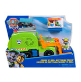 Paw Patrol Crush N Roll Recycling Truck boxed with Rocky figure and blue transforming bin accessory