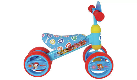 PAW Patrol Bobble Ride On shown from the side with blue seat, red wheels and character graphics