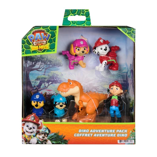 PAW Patrol The Dino Movie Dino Adventure Pack packaging showing six character figures
