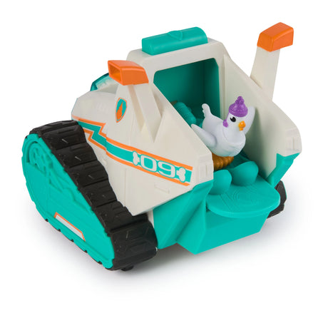 PAW Patrol Everest Deluxe Snowmobile Vehicle shown from the rear with Chickaletta on the snowboard platform