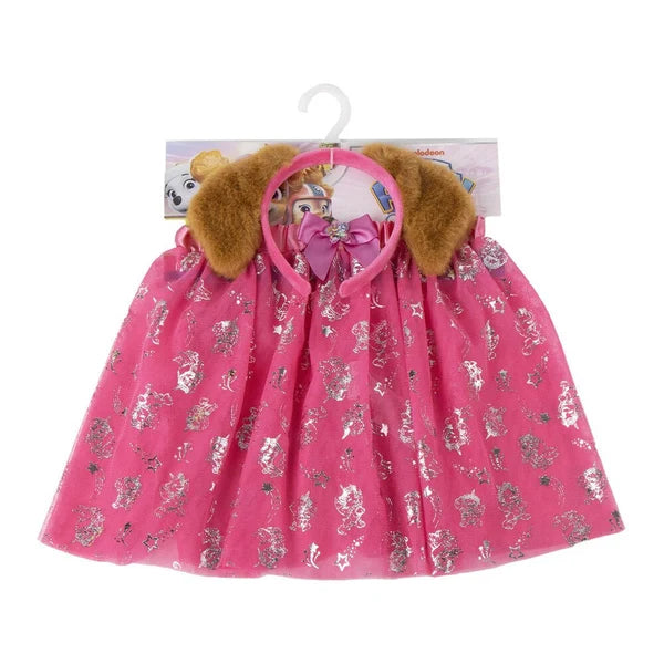 Paw Patrol Fantasy Accessories Beauty Set with pink tutu skirt and brown dog ear headband displayed together