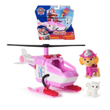 Skye pink helicopter with figure, white bunny and packaging inset