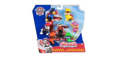 PAW Patrol Fire Rescue Team Pack shown in front facing packaging with Ryder and six pup figures