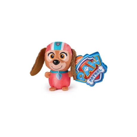 Brown PAW Patrol puppy plush in pink outfit with tag