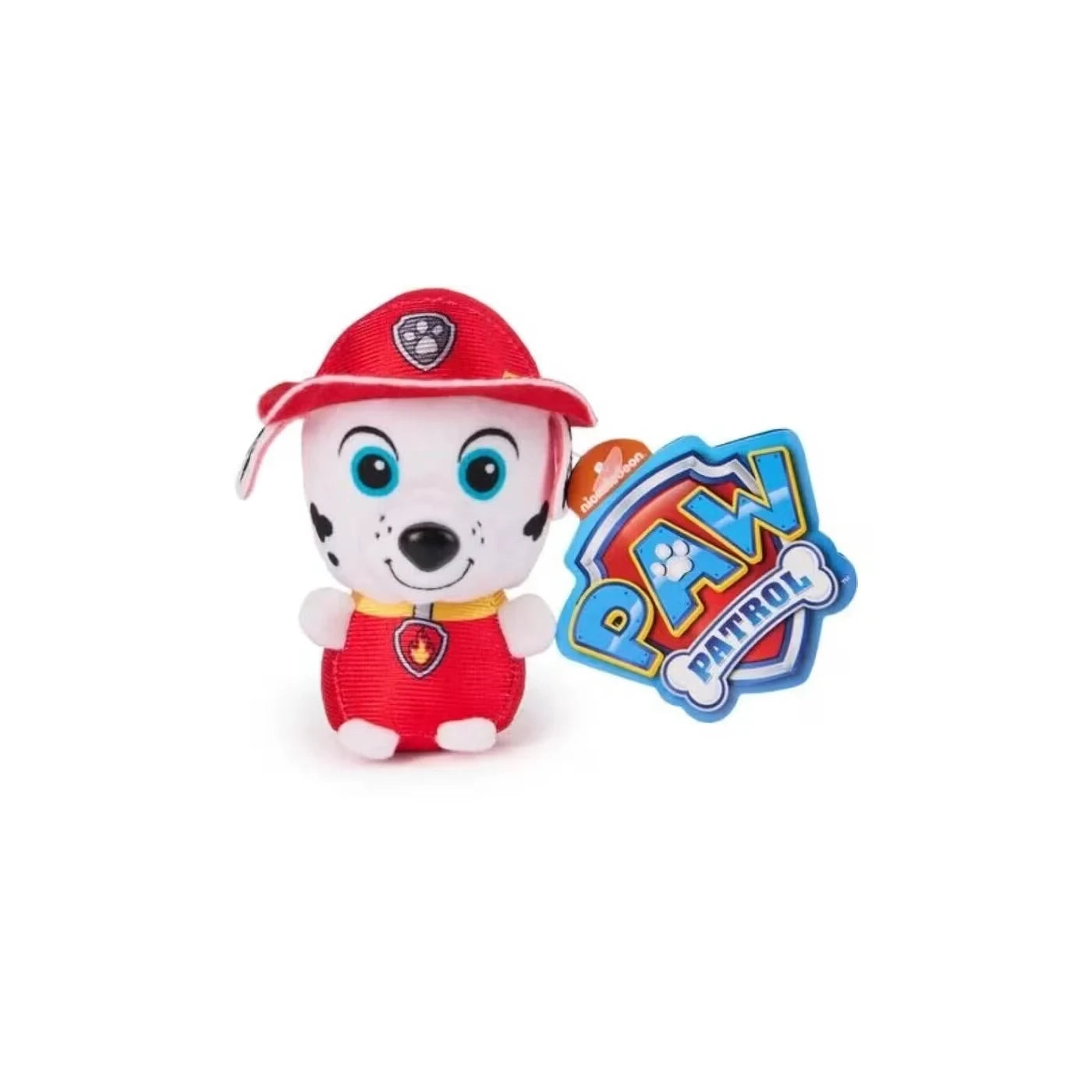 Marshall mini plush in red outfit with PAW Patrol tag