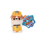 Rubble mini plush in yellow outfit with PAW Patrol tag