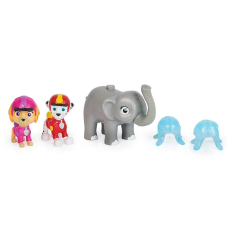 Marshall and Skye figures with elephant and two blue water projectiles