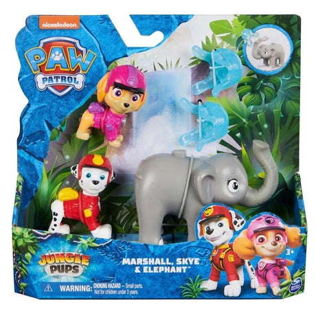 PAW Patrol Jungle Pups Marshall and Skye figure set shown in front facing packaging