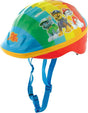 Paw Patrol kids helmet right side angled view showing colourful shell, vents, and blue straps