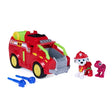 PAW Patrol Marshall Dino Rescue Fire Truck with Marshall figure, red dinosaur figure and two blue projectiles