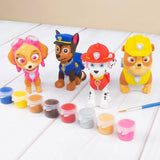 Painted Skye, Chase, Marshall and Rubble figures shown with paint pots and brush