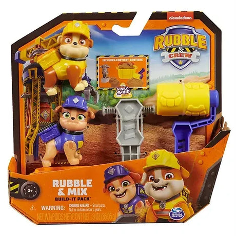Paw Patrol Rubble & Crew Build-It Figure Pack with Rubble and Mix figures in open front packaging