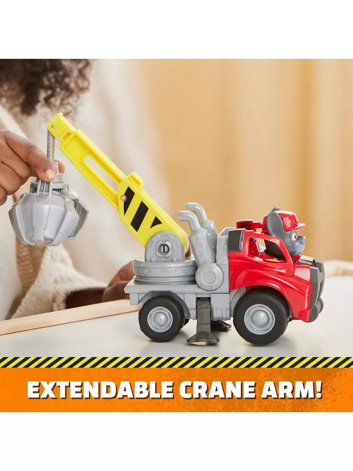 Paw Patrol Rubble & Crew Charger’s Crane Grabber showing the extendable crane arm