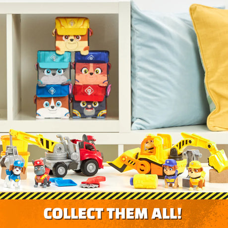 Paw Patrol Rubble & Crew vehicle range with Wheeler, Charger, Rubble, Mix, Motor and Crane toy vehicles