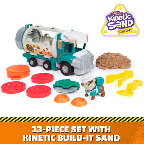 Paw Patrol Rubble & Crew Growlin’ Grub Food Truck Playset with Grandpa Gravel figure, accessories and Kinetic Build-It Sand