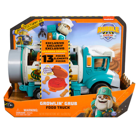 Paw Patrol Rubble & Crew Growlin’ Grub Food Truck Playset in open front packaging