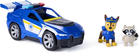 PAW Patrol Search & Rescue Chase Rescue Cruiser shown with Chase and raccoon figures