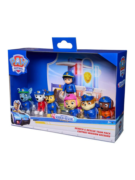 PAW Patrol Search & Rescue Team Pack shown in front box packaging with seven figures
