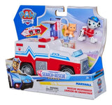 PAW Patrol Search and Rescue Marshall Rescue Responder toy in retail packaging with Marshall figure and orange cat figure visible