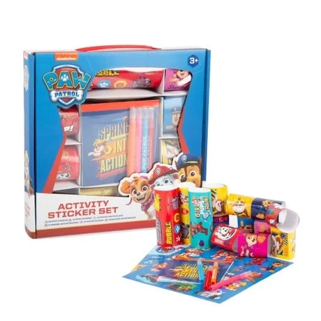 PAW Patrol activity sticker set box shown with contents arranged in front