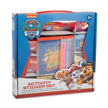 PAW Patrol activity sticker set shown in front facing box with window