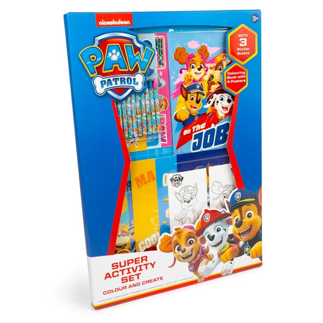 PAW Patrol Super Activity Set box shown from an angled front view with windowed contents
