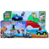 PAW Patrol The Dino Movie Dino Mobile Headquarters packaging showing the playset, two vehicles and Chase figure