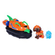Orange PAW Patrol Zuma Dino Rescue Hovercraft with Zuma figure and blue dinosaur figure