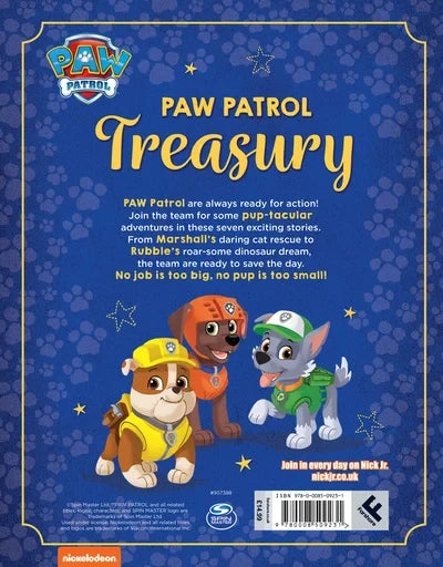 PAW Patrol Treasury back cover with Rubble, Rocky and Zuma