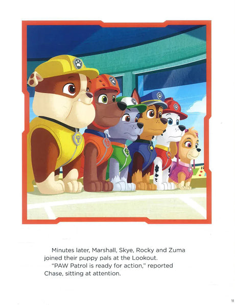 PAW Patrol Treasury interior page showing the pups at the Lookout