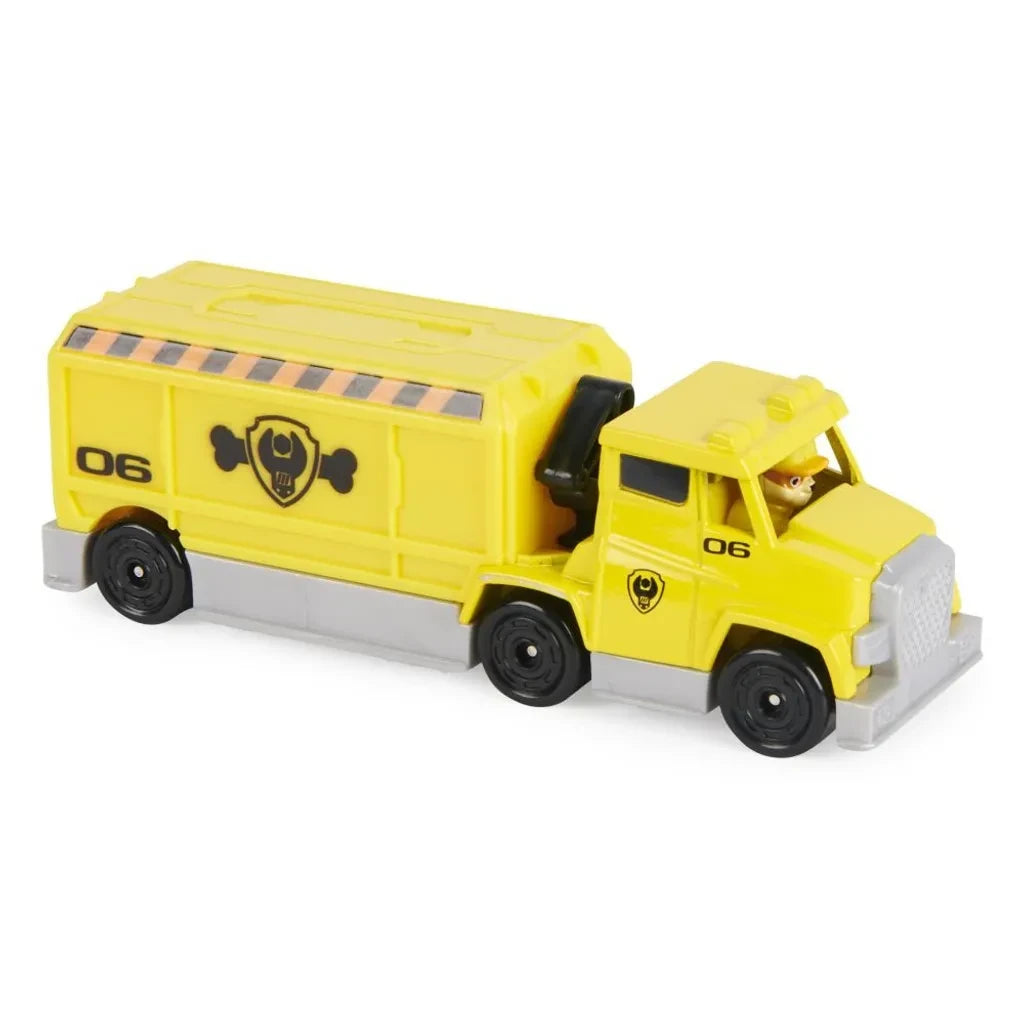 Rubble yellow PAW Patrol Big Truck Pups truck shown from an angled front view