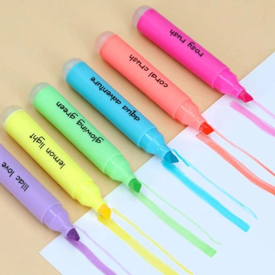 PENfection mini highlighters drawing six coloured lines across paper