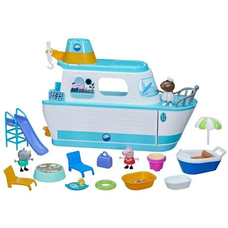 Peppa Pig Cruise Ship toy with boat, slide, and accessories displayed in Ireland
