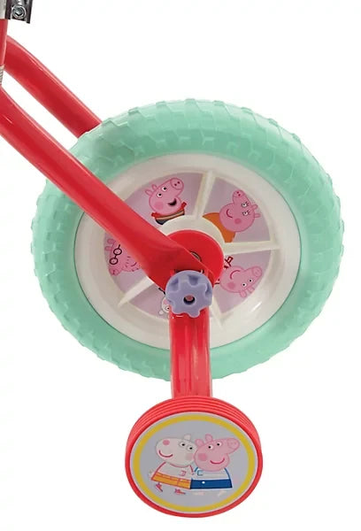 Peppa Pig bike rear wheel and front character plaque with mint tyre and red frame