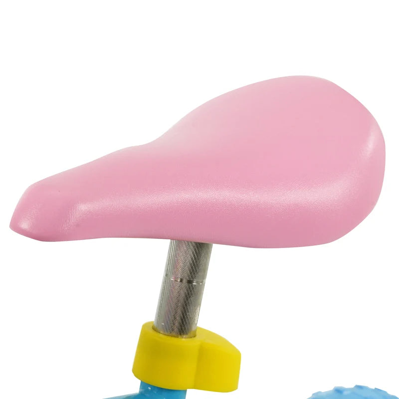 Peppa Pig 10 Inch Training Bike close up of the pink adjustable saddle and seat post