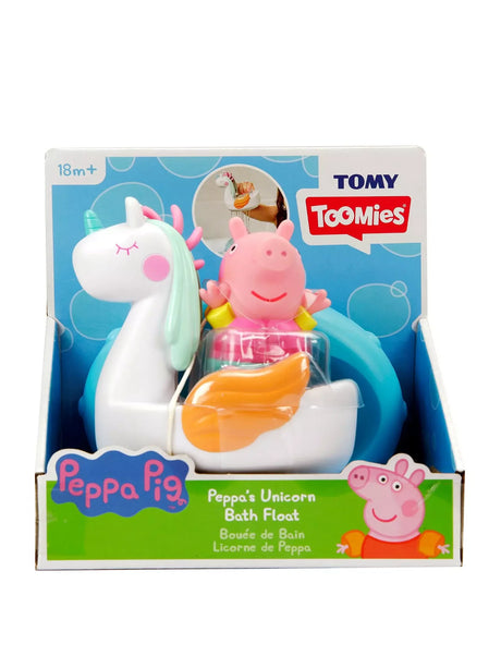 Retail box of Peppa Pig Unicorn Bath Float toy by Tomy Toomies showing unicorn and Peppa squirter in Ireland