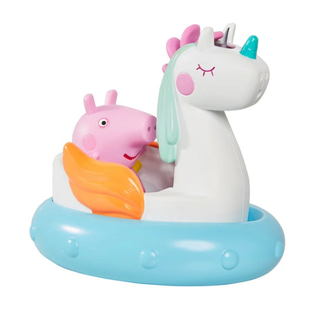 Peppa Pig Unicorn Bath Float toy with Peppa figure riding unicorn on blue floating base in Ireland