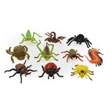 Ten Peterkin Insect World figures arranged together in green, brown, black, red, orange and yellow designs 