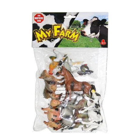 Peterkin My Farm animal set in clear bag packaging with the assorted farm animal figures visible inside