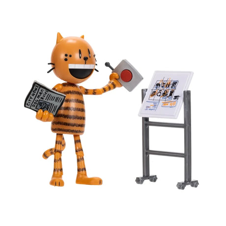 Petey 5-inch Dog Man figure posed with whiteboard, newspaper, and remote – Ireland