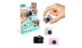 Photo Creator Mini Cam packaging with white, silver, black and pink mini cameras