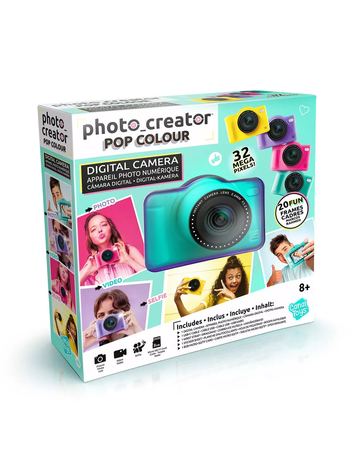 Photo Creator Pop Colour green edition retail box with product photos and features shown on white background