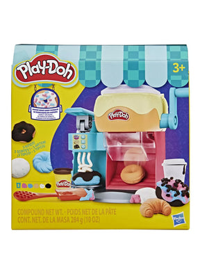 Play-Doh Donut Drop Shop Playset in retail box with doughnut maker, frosting station and five Play-Doh colours
