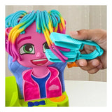 Play-Doh Hair Stylin' Salon styling head with rainbow Play-Doh hair and blue crimping tool